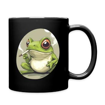 Frog Prince smokes weed heavily: Cannabis and croak - Full Colour Mug - black - Right