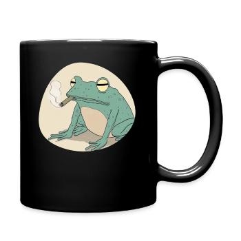 Funny frog smokes pot: pure cannabis and croak - Full Colour Mug - black - Right