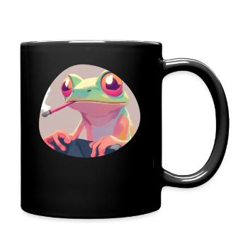 Frog Prince smokes pot: Funny quacking moment pure - Full Colour Mug - black - Right