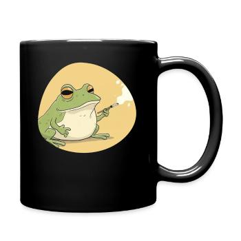 Kiffender Frosch - Chilliger Grasraucher - Tasse einfarbig - Schwarz - Rechts