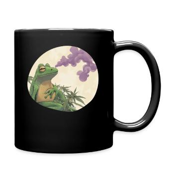 Weed‑rauchender Froschkönig: Stoned Quak - Tasse einfarbig - Schwarz - Rechts