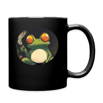 Funny Frog Prince Smokes Weed: Quack and Cannabis - Full Colour Mug - black - Right
