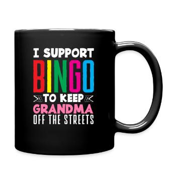 Je soutiens le Bingo pour Mamie - Mug uni - noir - Droite