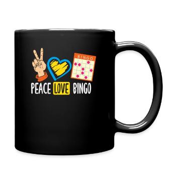 Peace Love Bingo Fans Happiness - Full Colour Mug - black - Right