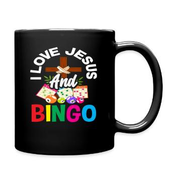 I love Jesus and bingo fans - Full Colour Mug - black - Right
