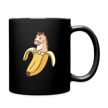 Lustiges Pferd in Banane - Tasse einfarbig - Schwarz - Rechts