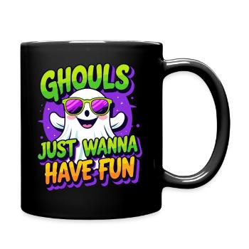 Lustiges Halloween-Geister-Design mit Sonnenbrille - Tasse einfarbig - Schwarz - Rechts