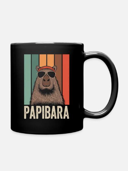 Papibara Vater Lustiger Spruch Geschenke Vatertag - Tasse einfarbig - Schwarz