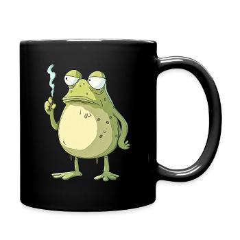 Funny Frog with Joint - Weed Frog Design - Full Colour Mug - black - Right