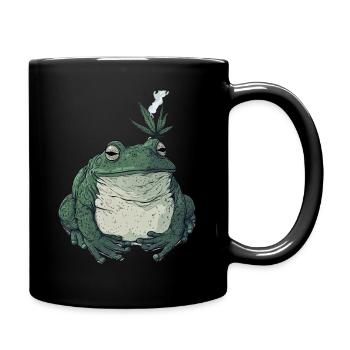 Dicker Frosch mit Cannabisblatt - Weed Frosch - Tasse einfarbig - Schwarz - Rechts