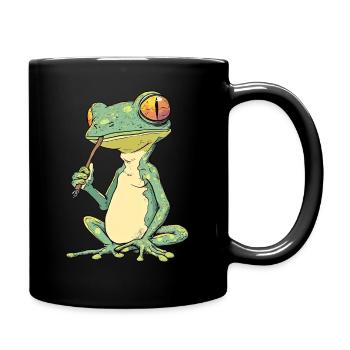 Frosch mit Joint im Mund - Weed Frosch Design - Tasse einfarbig - Schwarz - Rechts