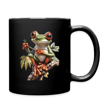Frog with Joint on Branch - Weed Frog Design - Full Colour Mug - black - Right