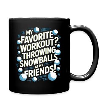 Mein Lieblingstraining? Schneebälle auf meine Pommes werfen - Tasse einfarbig - Schwarz - Rechts
