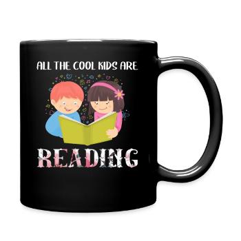 All cool kids read – knowledge is cool - Full Colour Mug - black - Right