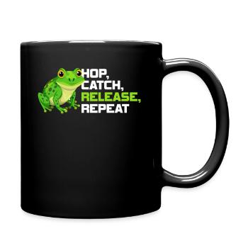 Hop Catch Release Repeat Frosch Humor - Tasse einfarbig - Schwarz - Rechts