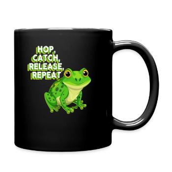 Hop Catch Release Repeat Frosch Humor - Tasse einfarbig - Schwarz - Rechts