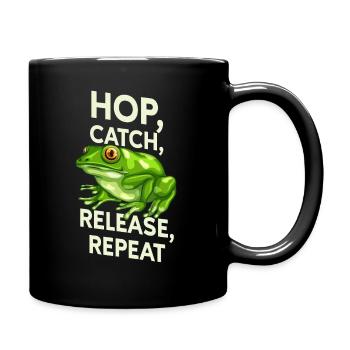 Hop Catch Release Repeat Frosch Humor - Tasse einfarbig - Schwarz - Rechts