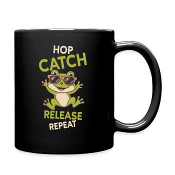 Hop Catch Release Repeat Frosch Humor - Tasse einfarbig - Schwarz - Rechts