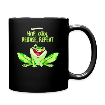 Hop Catch Release Repeat Frosch Humor - Tasse einfarbig - Schwarz - Rechts