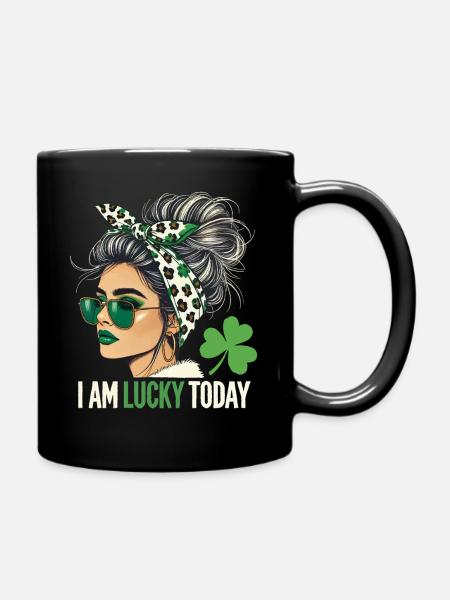 St. Patricks Day I Am Lucky Today Design - Tasse einfarbig - Schwarz