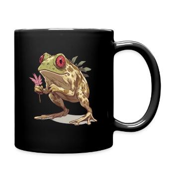 Grenouille avec un œil rouge et une feuille de cannabis - Mug uni - noir - Droite