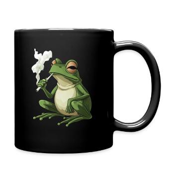 Frosch mit Zigarette im Mund - Weed Frosch Design - Tasse einfarbig - Schwarz - Rechts