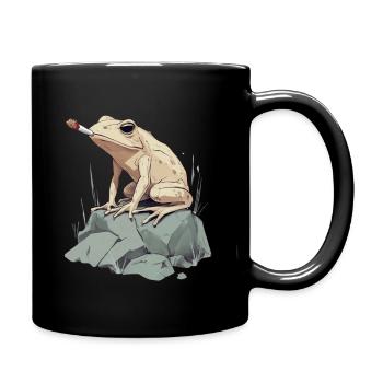 Frog with cigarette on stone - Weed Frog - Full Colour Mug - black - Right
