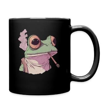 Frosch mit riesigen Augen und Joint - Weed Frosch - Tasse einfarbig - Schwarz - Rechts