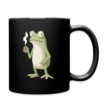 rosch mit Zigarette und großen Augen - Weed Frosch - Tasse einfarbig - Schwarz - Rechts