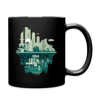 Urban Eden Futuristic Cityscape Design - Tasse einfarbig - Schwarz - Rechts