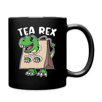 T-Rex Tyrannosaurus Rex Tea Drinker Dino with Tea - Full Colour Mug - black - Right