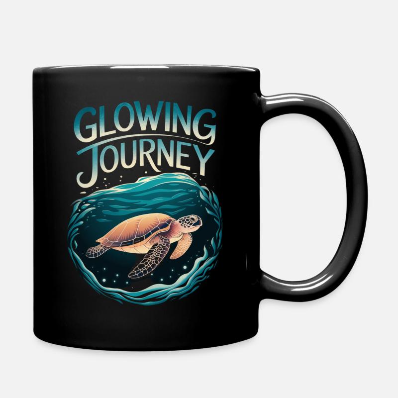Glowing Journey Turtle Design - Full Colour Mug - black