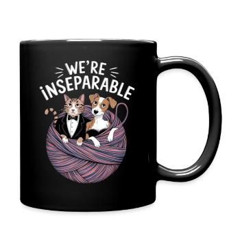 Cute Cat & Dog Inseparable Design - Tasse einfarbig - Schwarz - Rechts