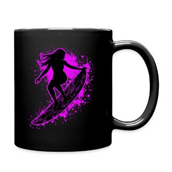 Stylische Surferin Wellenreiten Surfen Surfer - Tasse einfarbig - Schwarz - Rechts