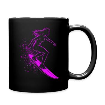 Stylische Surferin Wellenreiten Surfen Surfer - Tasse einfarbig - Schwarz - Rechts