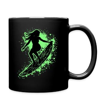 Stylische Surferin Wellenreiten Surfen Surfer - Tasse einfarbig - Schwarz - Rechts