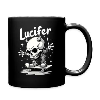 Skater Skeleton Lucifer Devilishly cool on the road - Full Colour Mug - black - Right