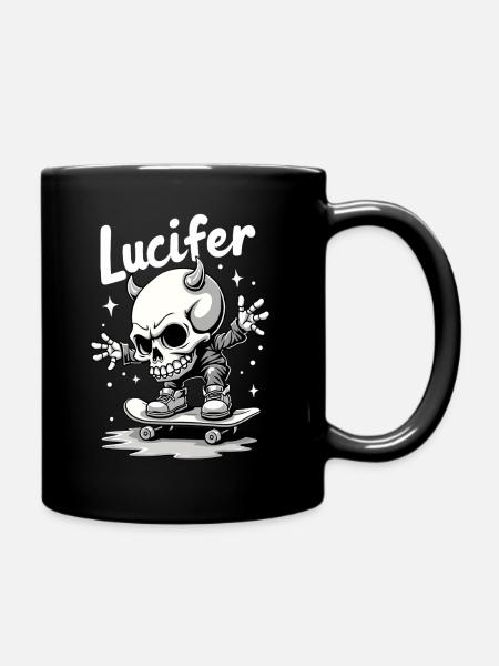Skater Skelett Lucifer Teuflisch cool unterwegs - Tasse einfarbig - Schwarz