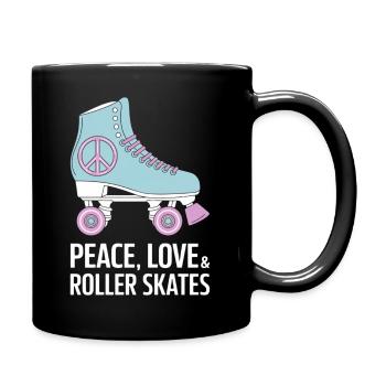 Peace Love Roller Skates Design - Tasse einfarbig - Schwarz - Rechts