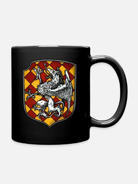 Wappen weißer Drache - Tasse einfarbig - Schwarz