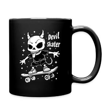 Devil Skater – Squelette cool sur skateboard - Mug uni - noir - Droite