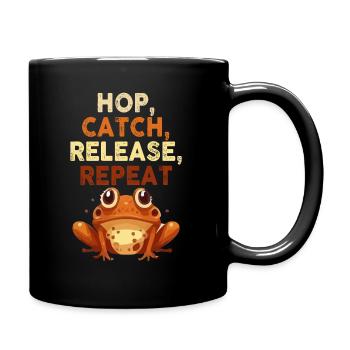 Hop Catch Release Repeat Frosch Humor - Tasse einfarbig - Schwarz - Rechts