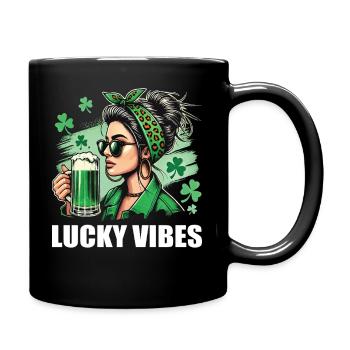 St. Patrick's Day Lucky Vibes Stil - Tasse einfarbig - Schwarz - Rechts