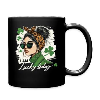 Style de la Saint-Patrick J’ai de la chance aujourd’hui fille - Mug uni - noir - Droite