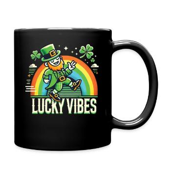 St. Patrick's Day Happy Vibes Rainbow - Full Colour Mug - black - Right