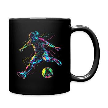 Farbexplosion Fußballer - Dynamisches Design - Tasse einfarbig - Schwarz - Rechts
