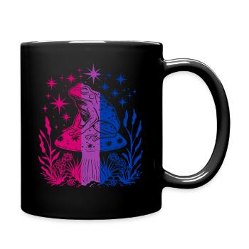 Bisexual Cottagecore Bi-Frog on Mushroom - Full Colour Mug - black - Right