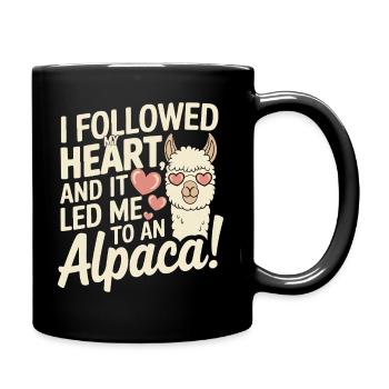 I followed my heart, and it led me to an alpaca! - Full Colour Mug - black - Right
