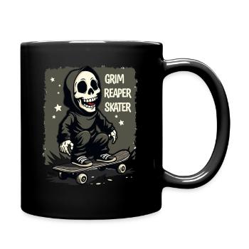Skateboarding Sensenmann – Grim Reaper Style - Tasse einfarbig - Schwarz - Rechts