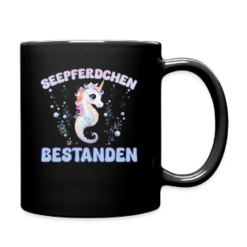 Mädchen Seepferdchen bestanden Kinder - Tasse einfarbig - Schwarz - Rechts